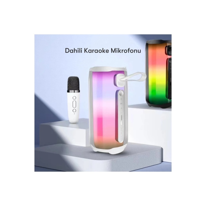 KYL06 Pluse 5 Mikrofonlu RGB Kablosuz Hoparlör - Beyaz