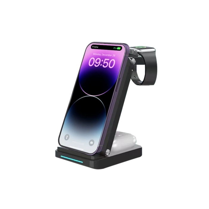 KYL06 S90 4in1 Kablosuz Şarj Masaüstü Set - Siyah