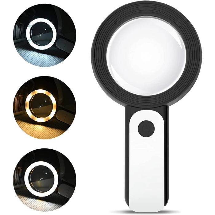 30x 12ışıklı Büyüteç Taşınabilir Çıft Katmanlı Optik Cam Okuma Büyüteç 229018