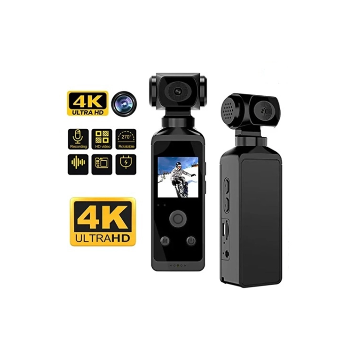 4k Ultra Hd Aksiyon Kamerası 270° Geniş Açı Döner Klips Su Geçirmez Kılıf Wifi Kamera