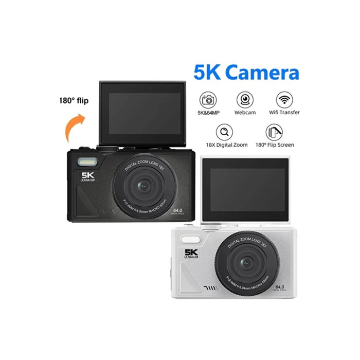 5k 75mp Hd Dijital Kamera 18x Dijital Zoom, Flaşlı,3.0 İnç Ekranlı Fotoğraf Makinesi