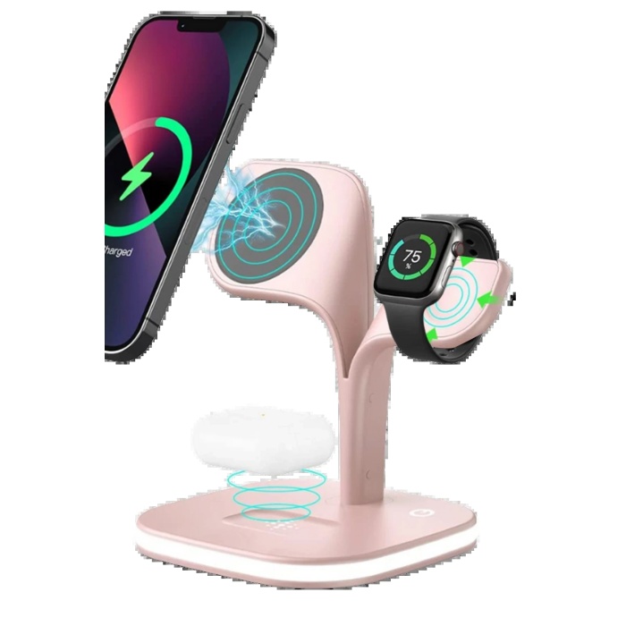 KYL06 YM-UD22 Kablosuz Şarj Masaüstü Set - Pembe