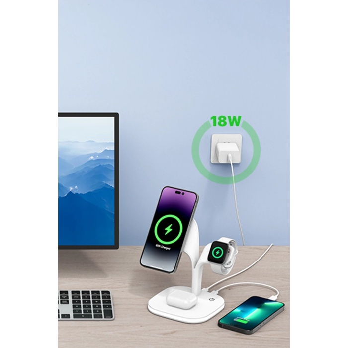 KYL06 YM-UD22 Kablosuz Şarj Masaüstü Set - Pembe