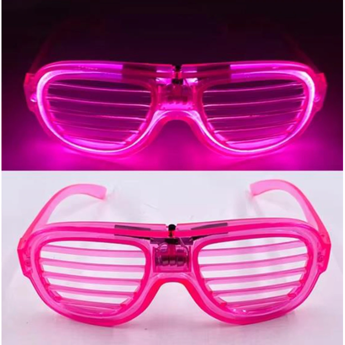 Pembe Led Işıklı Parti Gözlüğü - Neon Glow Şerit Gözlük 3 Modlu