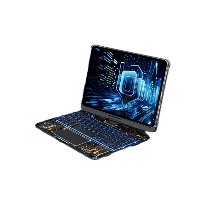 KYL06 JP11 iPad Pro 11 (2022) Kılıf Vales Dönen Ledli Klavyeli Tablet Kılıfı - Siyah