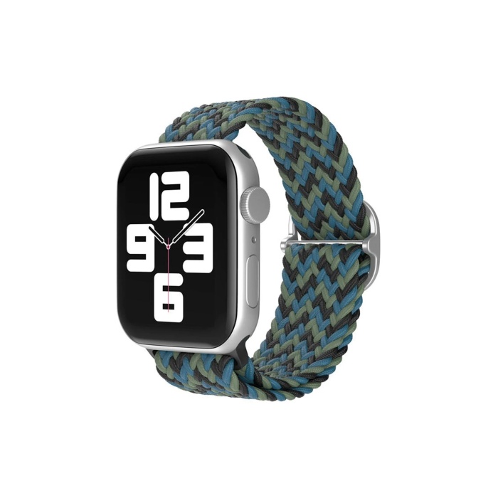 KYL06 Apple Watch 38mm Star Kordon - Zigzag Mavi-Yeşil