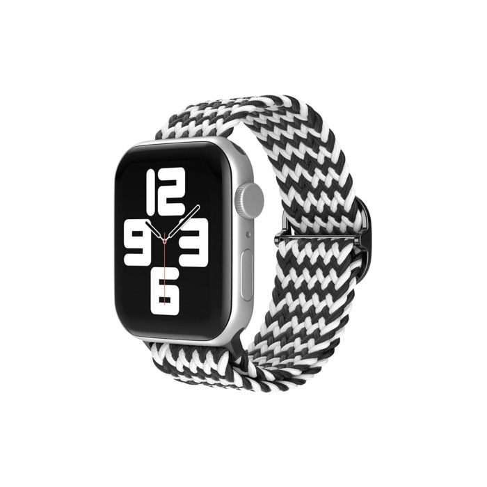 KYL06 Apple Watch 38mm Star Kordon - Zigzag Siyah-Beyaz