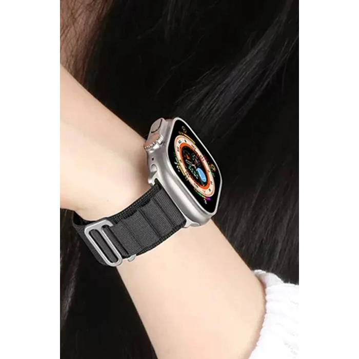 KYL06 Apple Watch Ultra 49mm Mountain Kordon - Siyah-Turuncu