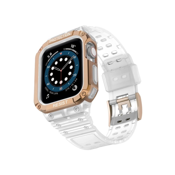 KYL06 Apple Watch 42mm KR401 Silikon Kordon - Beyaz-Rose