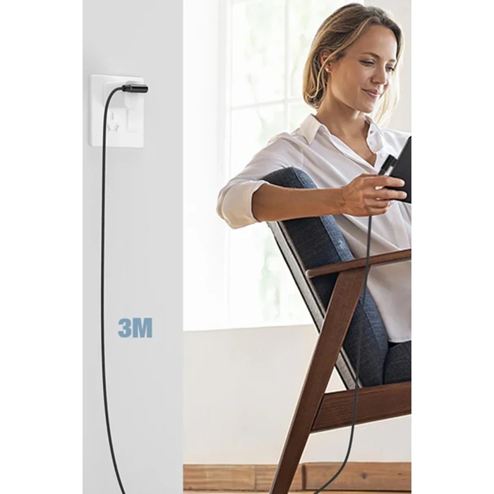 KYL06 USB to Lightning 3M 2.4A Kablo - Siyah