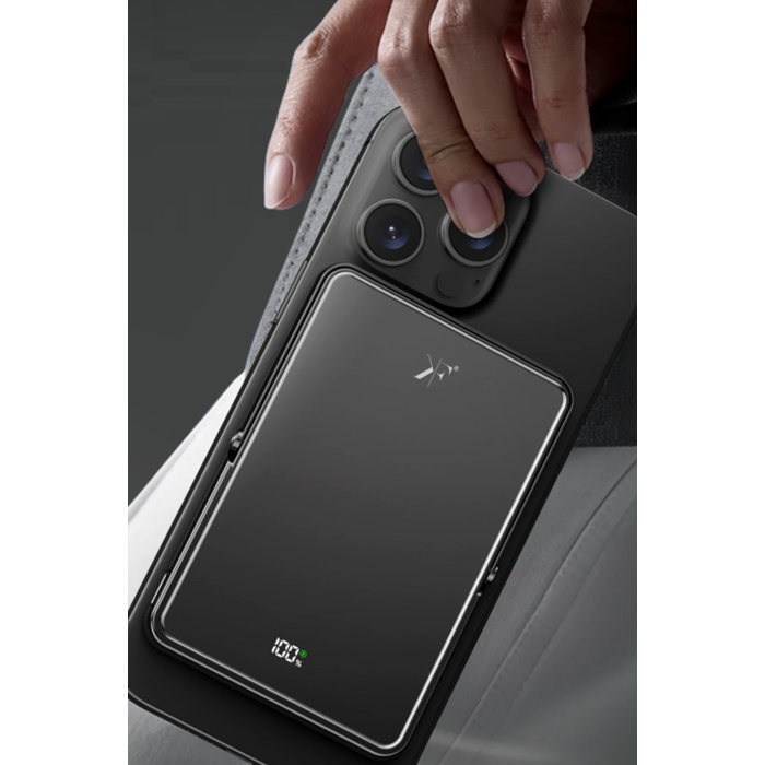 KYL06 PW580 5.000 mAh 20W Type-C 15W Kablosuz Şarj 3W Saat Şarj ve 5W Kulaklık Şarj Destekli PD Hızlı Şarj Magsafe Powerbank - Siyah