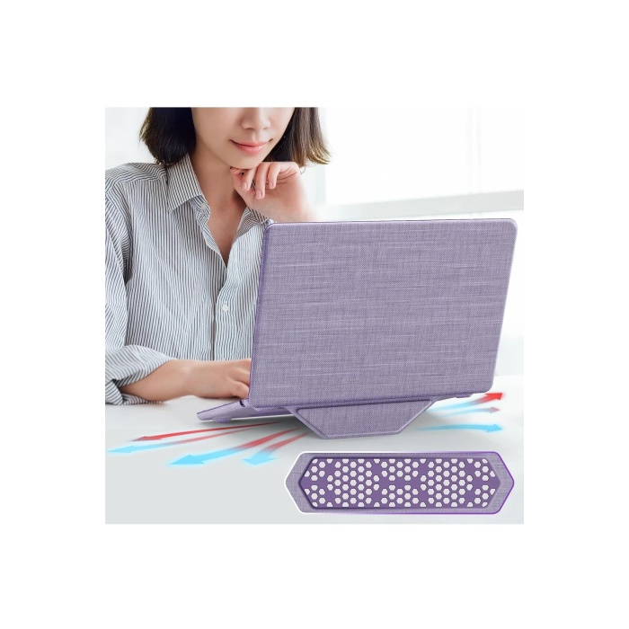 KYL06 Macbook Pro 16 2021 Macbook Kumaş Kapak - Mor