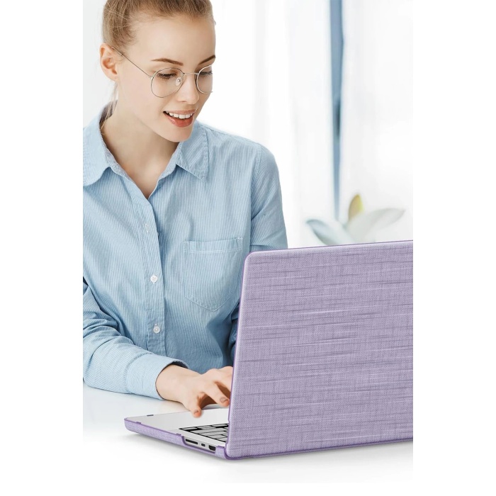 KYL06 Macbook Pro 16 2021 Macbook Kumaş Kapak - Mor