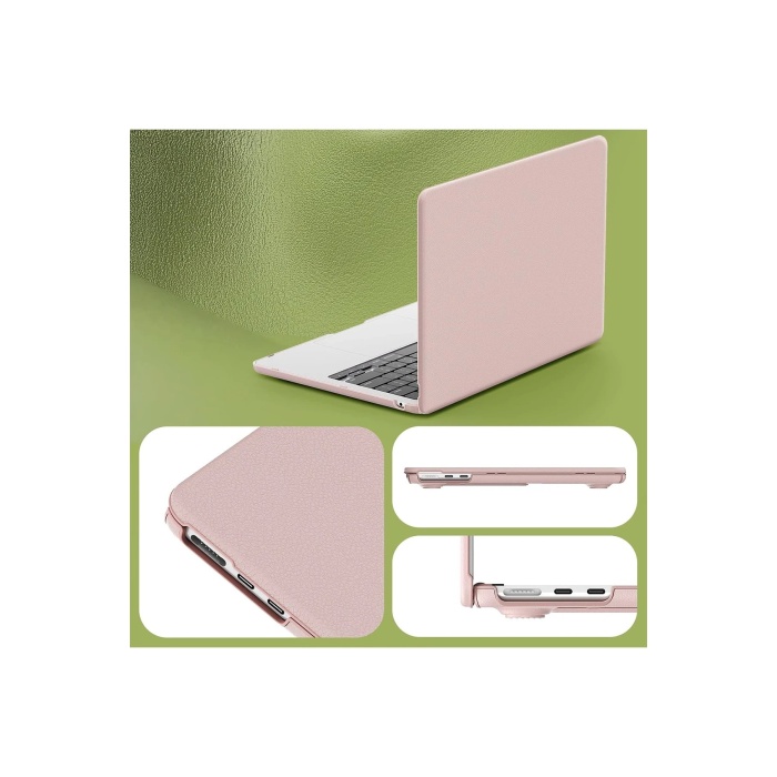 KYL06 Macbook Pro 14 2021 Macbook Deri Kapak - Pembe
