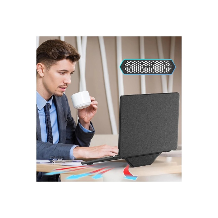 KYL06 Macbook Air 15 2024 Macbook Deri Kapak - Siyah