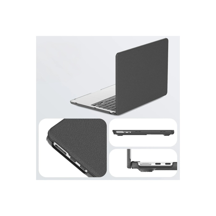 KYL06 Macbook Air 15 2024 Macbook Deri Kapak - Gri