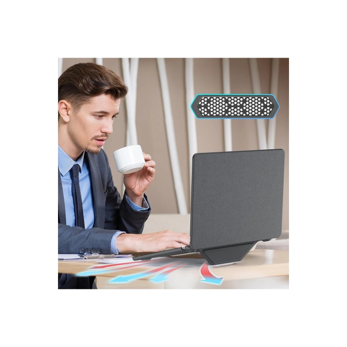 KYL06 Macbook Air 15 2024 Macbook Deri Kapak - Gri