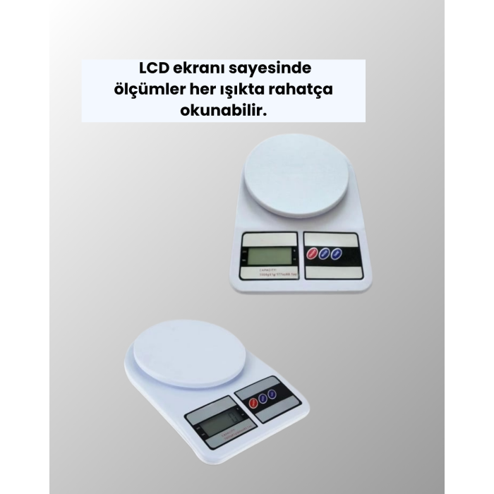 Dijital Mutfak Terazisi 10kg Kapasiteli 1g Hassasiyetli