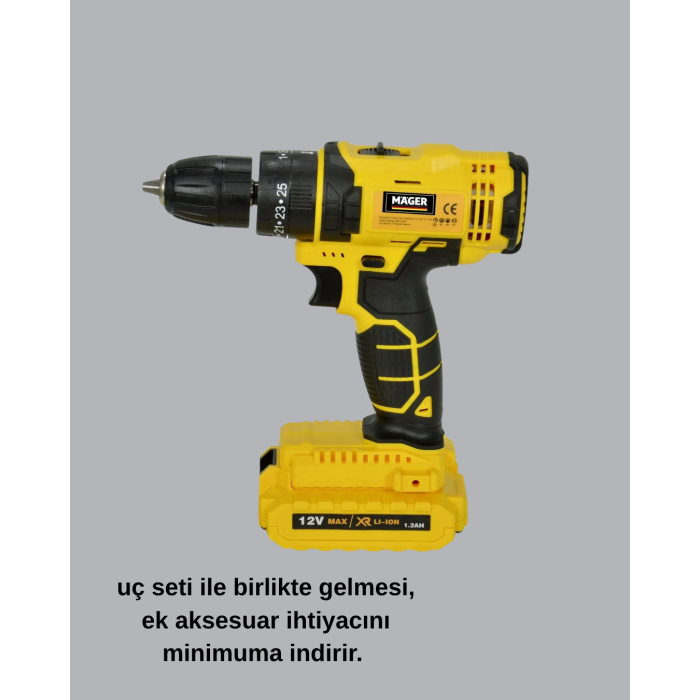 Hafif ve Ergonomik 12V Kablosuz Matkap | Hızlı Şarj ve Uzun Pil Ömrü