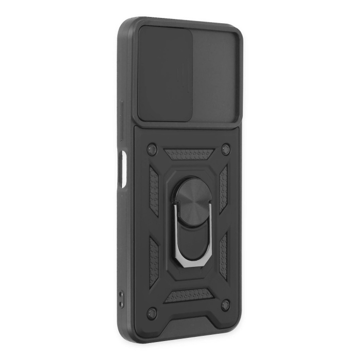 KYL06 Vivo Y16 Kılıf Pars Lens Yüzüklü Silikon - Siyah