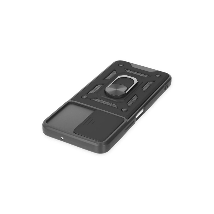 KYL06 Vivo Y16 Kılıf Pars Lens Yüzüklü Silikon - Siyah