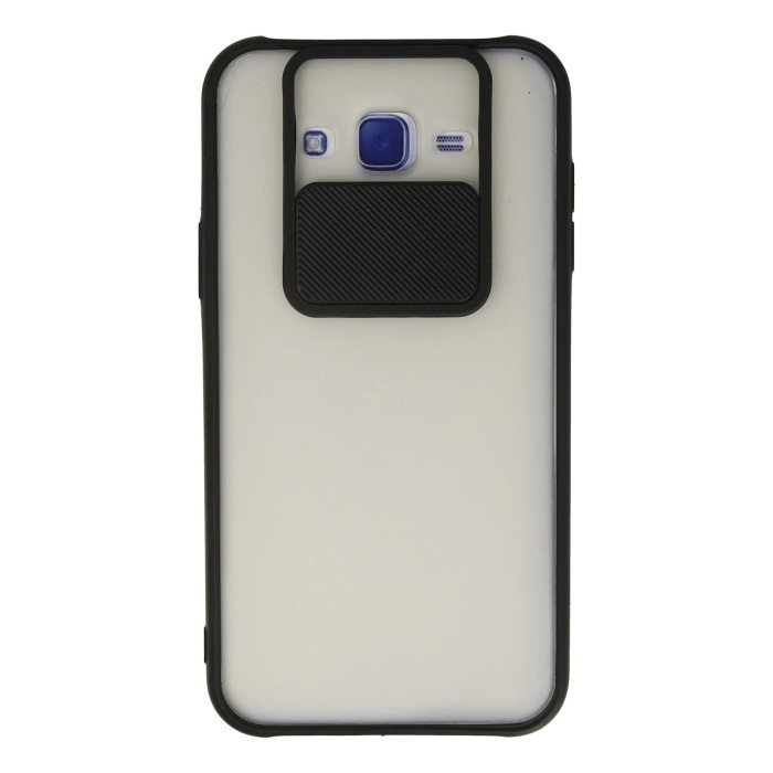 KYL06 Samsung Galaxy J7 Kılıf Palm Buzlu Kamera Sürgülü Silikon - Siyah