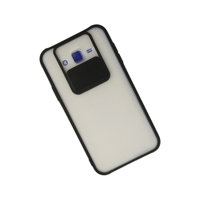 KYL06 Samsung Galaxy J7 Kılıf Palm Buzlu Kamera Sürgülü Silikon - Siyah