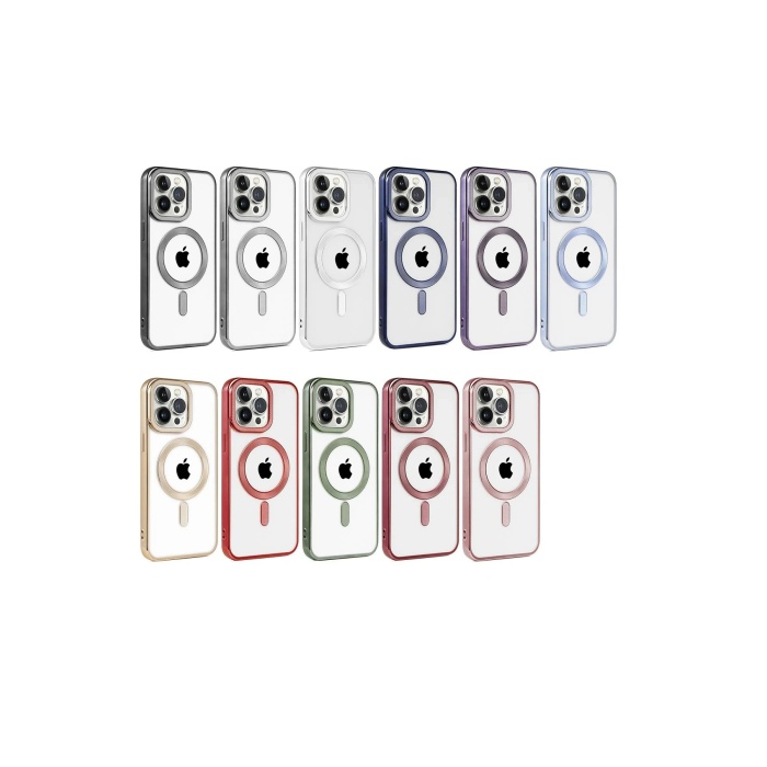 KYL06 iPhone 15 Pro Kılıf Kronos Magsafe Kapak - Gümüş