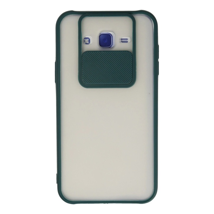 KYL06 Samsung Galaxy J7 Kılıf Palm Buzlu Kamera Sürgülü Silikon - Yeşil