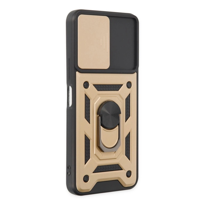 KYL06 Vivo Y16 Kılıf Pars Lens Yüzüklü Silikon - Gold