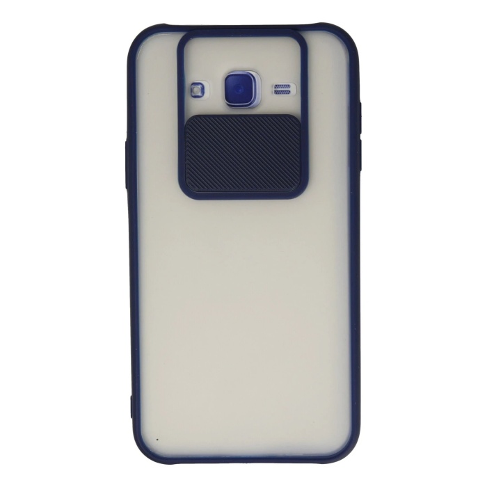 KYL06 Samsung Galaxy J7 Kılıf Palm Buzlu Kamera Sürgülü Silikon - Lacivert