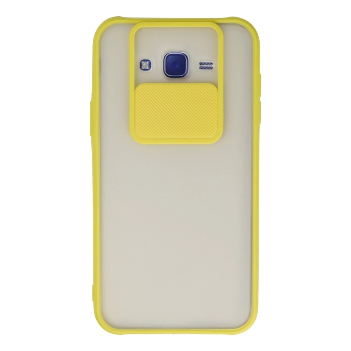 KYL06 Samsung Galaxy J7 Kılıf Palm Buzlu Kamera Sürgülü Silikon - Sarı