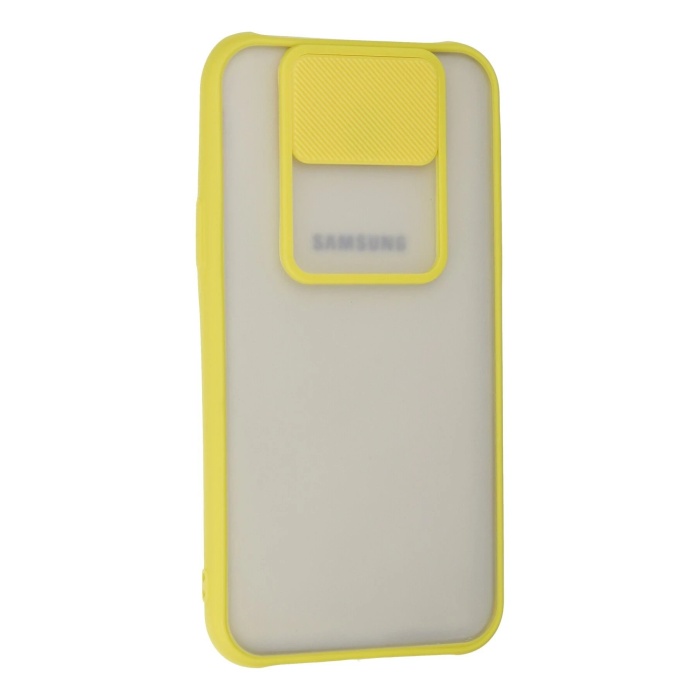 KYL06 Samsung Galaxy J7 Kılıf Palm Buzlu Kamera Sürgülü Silikon - Sarı