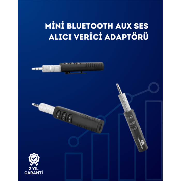 Kablolu Hoparlör ve Kulaklıklar İçin Bluetooth Adaptör | Mini Boy, Klipsli, Taşınabilir