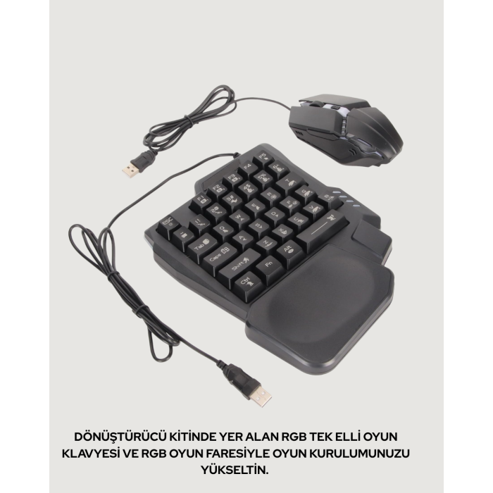 Mobil PUBG Oyuncuları İçin 5in1 Klavye Mouse Oyun Seti – BT5.3 Destekli