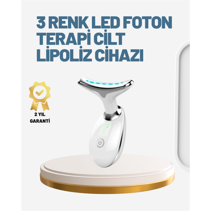 Cilt Yenileyici Şarjlı Güzellik Aleti – Pozitif/Negatif İyon, Titreşimli Masaj ve Kırmızı-Mavi-Yeşil Işıkla