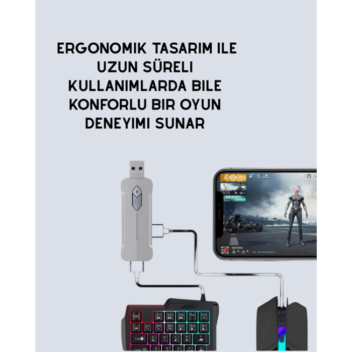 5in1 BT5.3 Mobil Oyun Kiti Klavye Mouse Dönüştürücü Seti