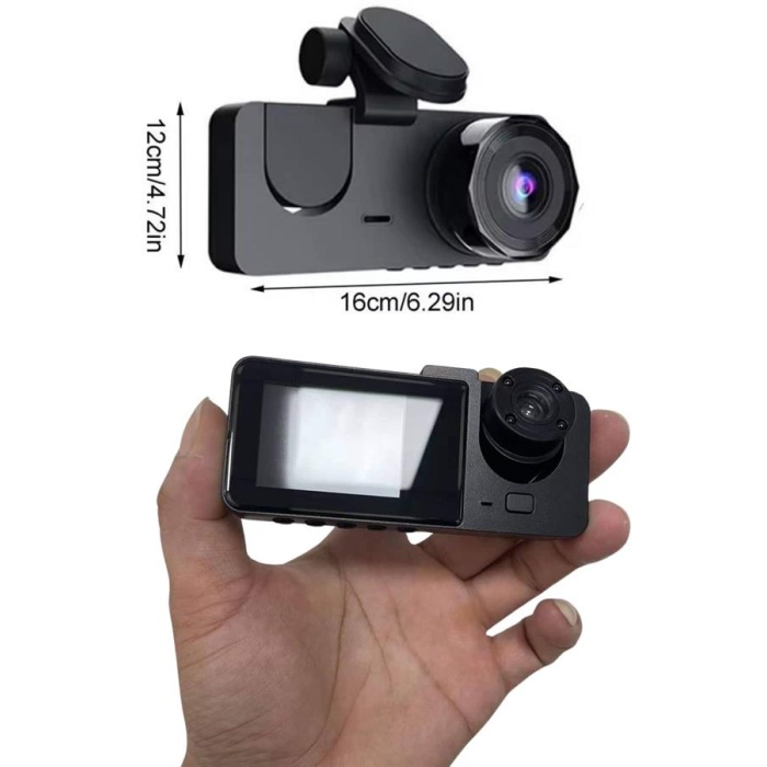 3 Kameralı 2 İnç 1080P Araç İçi Kamera Sürüş Kamerası CarPlay