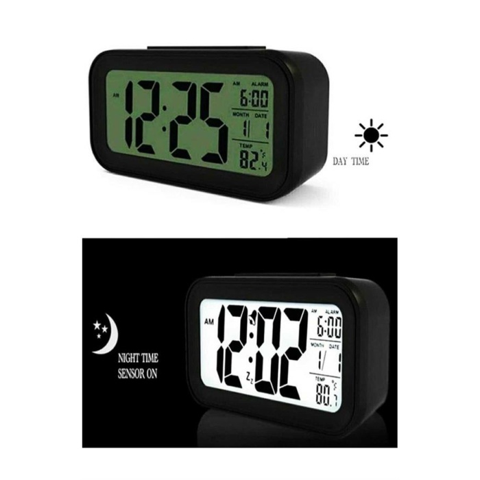 Işıklı Dereceli Masa Ofis Saati Alarmlı Termometre Takvim Çalar Saat