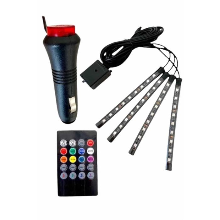 Araç Içi Aydınlatma Kumandalı 12 Led Ayak Altı Led Ambiyans Işığı Sese Duyarlı Kumandalı