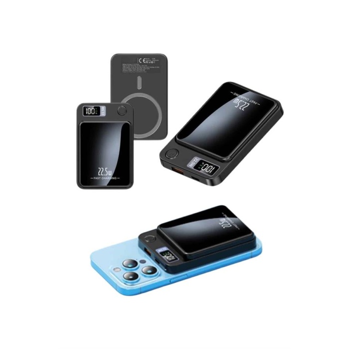 Taşınabilir Şarj Magsafe Powerbank 10.000 mAh Hızlı Şarj Led Göstergeli Kablosuz