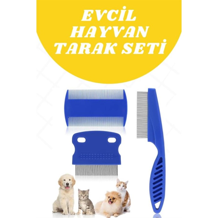Evcil Hayvan Tarak Seti 4lü Bit Tarağı Ked Köpek Tüyüne Uygun