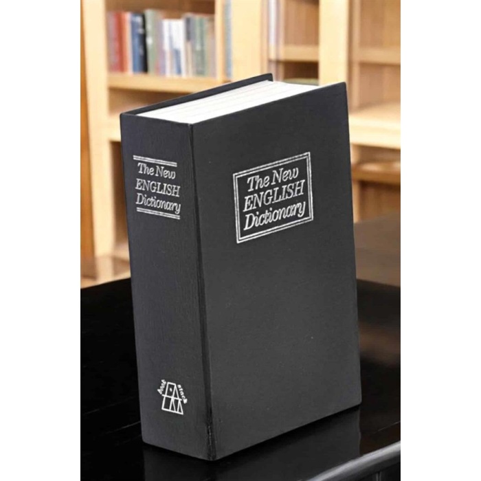 Gizli Kasa İngilizce Sözlüğü Kitap Görünümlü Anahtarlı Gizli Mini Çelik Kasa Kilitli