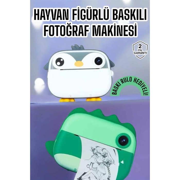Çocuklar için Fotoğraf Makinesi Anlık Baskı Makinesi HD Görüntü Kalitesi