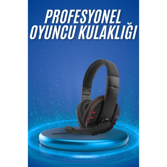 Oyuncu Kulaklığı Kulak Üstü Kablolu Stereo Mikrofonlu Yumuşak Kulak Yastığı