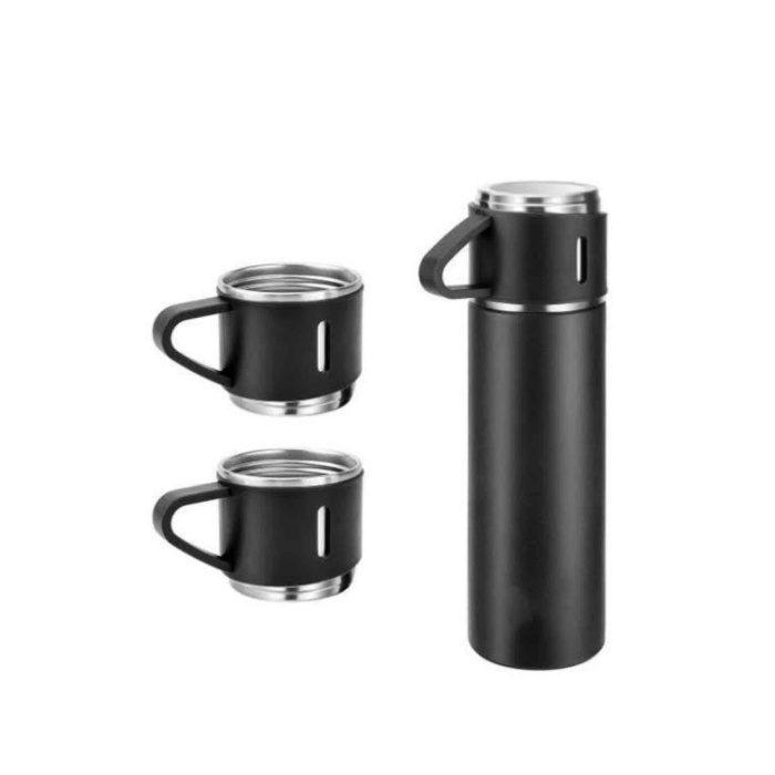 Termos Seti Paslanmaz Çelik 3 Bardaklı Vakumlu Termos Set 500 Ml 12 Saate Kadar Isı Koruma