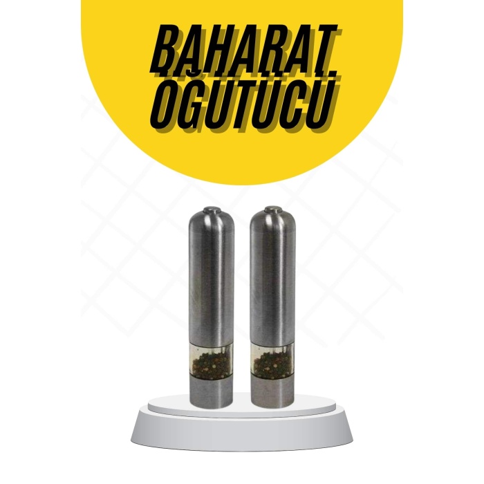 Baharat Öğütücü Paslanmaz Ayarlanabilir Otomatik Pilli Işıklı Tuz & Karabiber