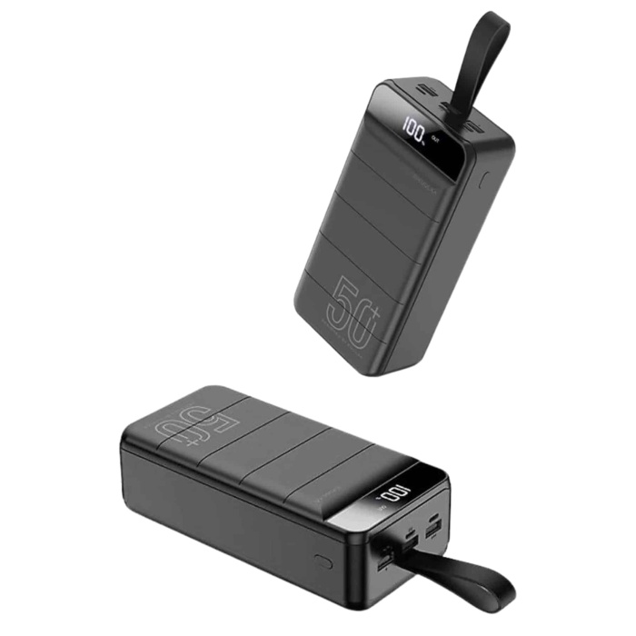 Taşınabilir Powerbank 50.000 mAh 4 Girişli Hızlı Şarj Led Göstergeli Fenerli Şarj