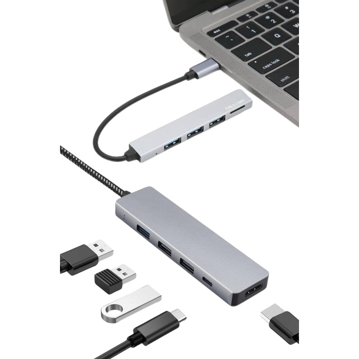 Macbook Pro/air Uyumlu USB Type-C 8 In 1 Hub Dönüştürücü Çevirici Çoklayıcı USB Hdmı Micro Sd 8 Girişli