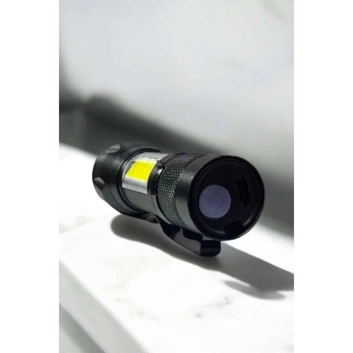 Şarjlı Metal Zoomlu El Feneri Işıldak Led Işık Taşınabilir El Lambası